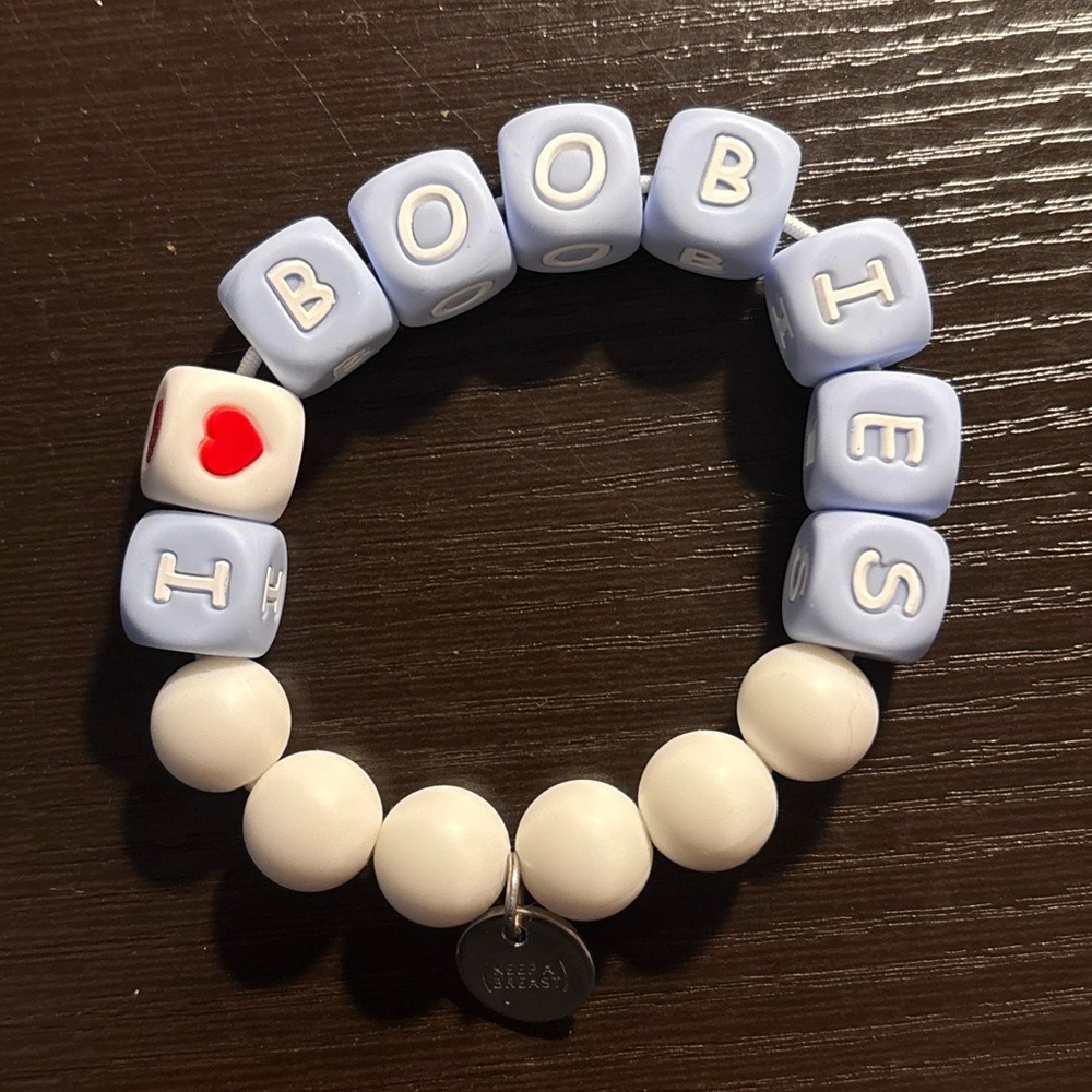 I Heart Boobies (Keep a Breast) Charm Block Bracelet